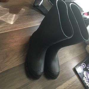 Black rain boots