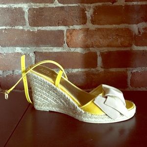 NIB J Crew yellow bow espadrilles