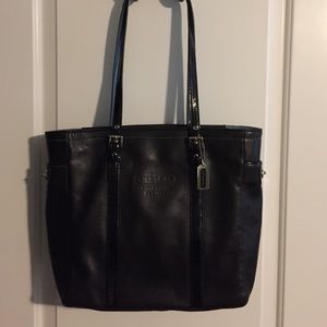 Coach black leather tote
