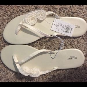 David's Bridal White/Ivory Bridal flip flops