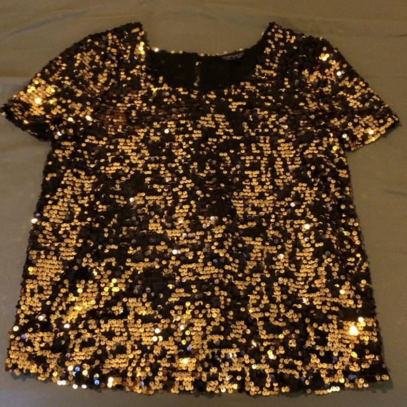 Gold & Black Sequin Boxy Top