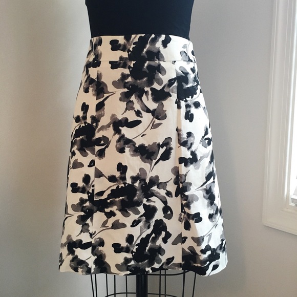 Black and White Floral Skirt