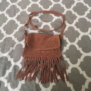 Suede fringe crossbody
