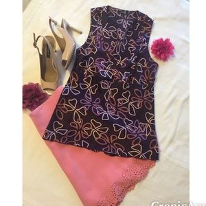 🔥 3/$20 Burgundy Floral 100% Silk Top