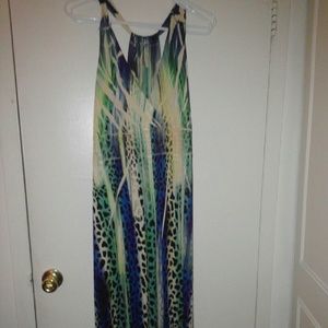 Pretty blue and green snakeskin print maxi dress.