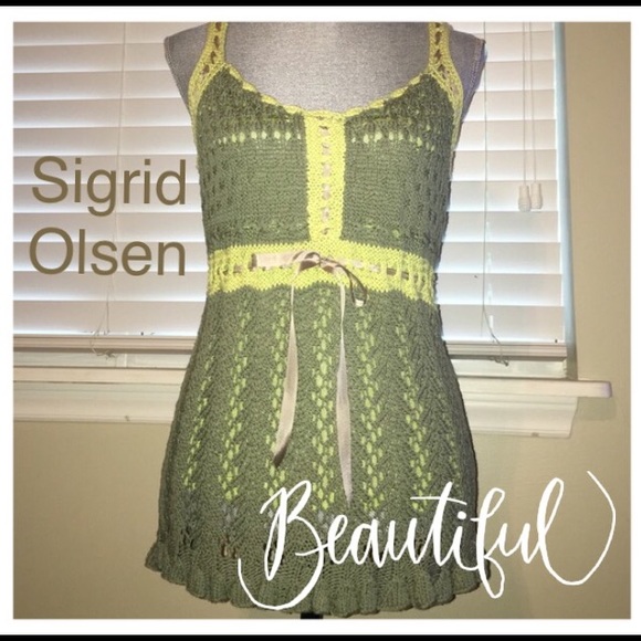 NWOT GORGEOUS Green Sigrid Olsen Crochet Top