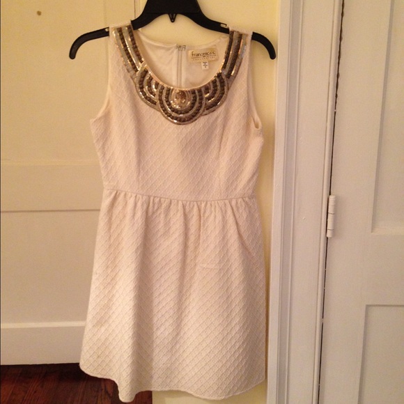 Francescas Collection cream dress w/ beaded detail