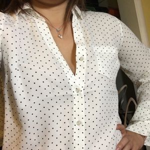 The Limited white S polka dotted button down