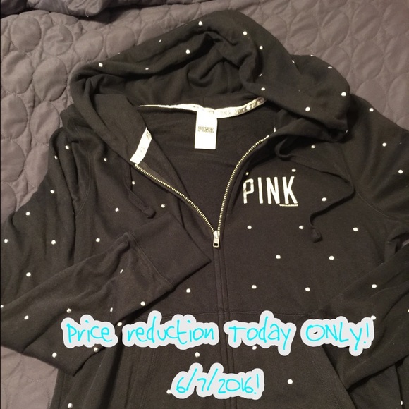 Black VS PINK hoodie NWOT, silver metal studs
