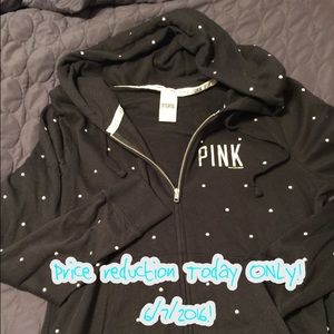 Black VS PINK hoodie NWOT, silver metal studs