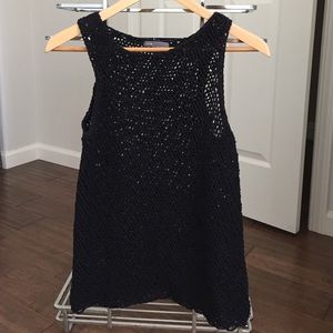 Vince Chunky Knit Black Tank size Med