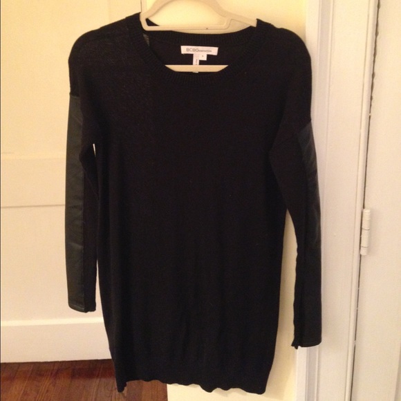 BCBGeneration sweater dress w faux leather sleeves