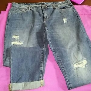 Distressed denim ankle jeans size 16