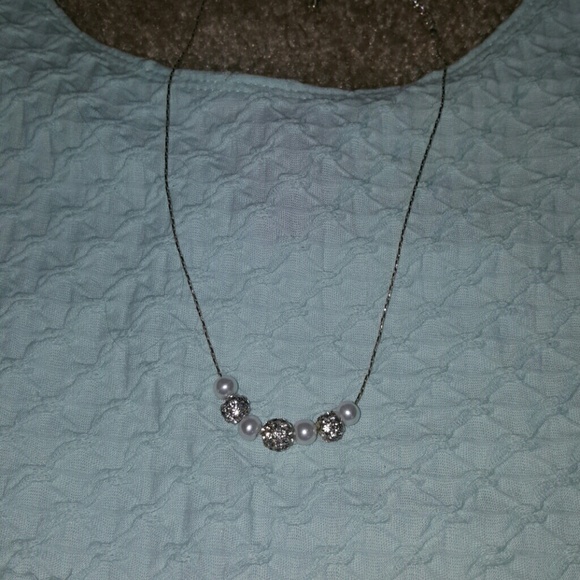 Short silver gem & pearl necklace Charming Charlie