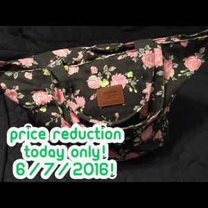 VS PINK gray floral bag (pink and green pattern)