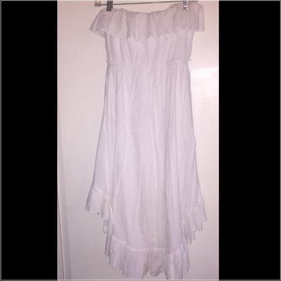 White Strapless High Low Dress
