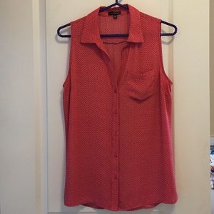 Red printed sleeveless blouse