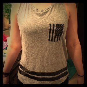 Black & Gray Sequin American Flag Tank