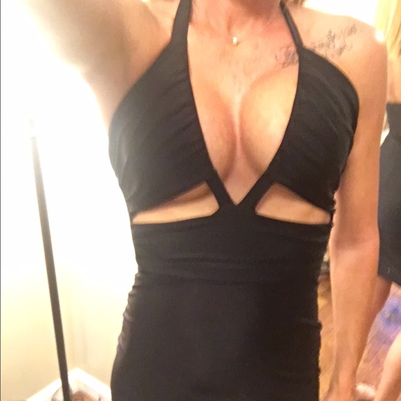 Black cut out body con dress