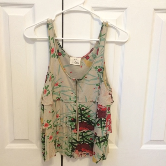 Floral tank top with zipper down the front