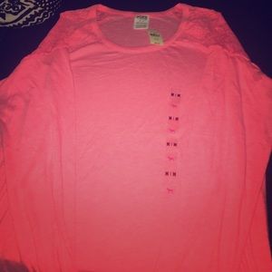 Victoria's Secret pink long-sleeved tee with lace