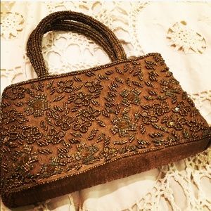 Beautiful Gold/Brown Beadwork Purse