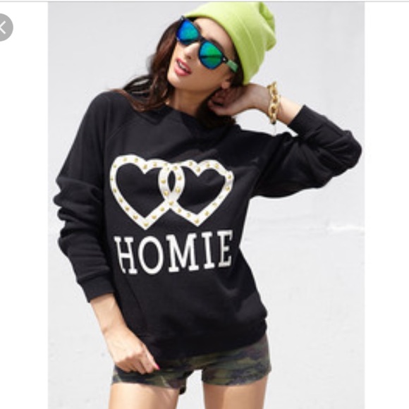 LOVE HOMIE sweatshirt, with gold studs