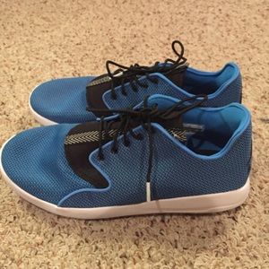 Blue and black Jordan sneaker