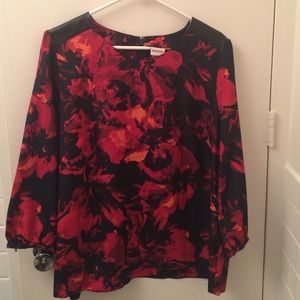 Merona blouse with faux leather shoulder details