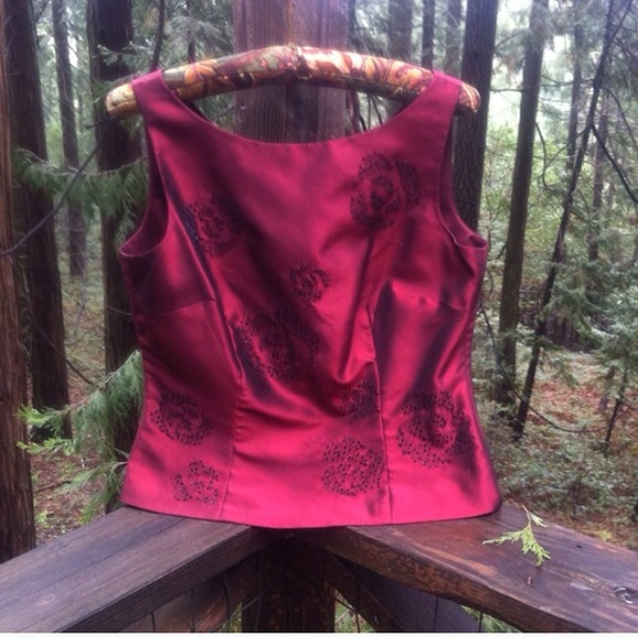 Burgundy satin evening top