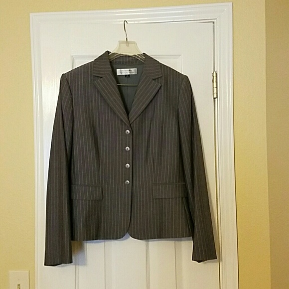 Gray Pinstriped Business Suit