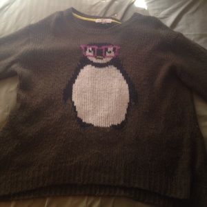 cute penguin with glasses sweater-green