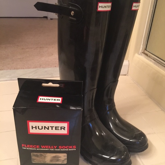 Hunter rain boots and socks