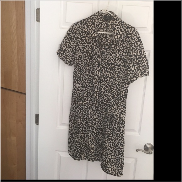 Leopard print shirt dress