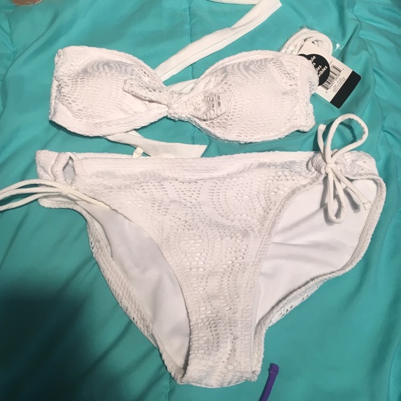 White crochet bikini SMALL top, MEDIUM bottoms.