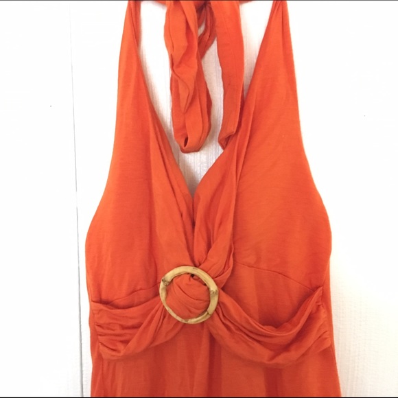 90's orange bamboo halter top - Picture 1 of 4