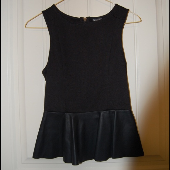 Sparkle & Fade peplum top with faux leather bottom - Picture 1 of 3