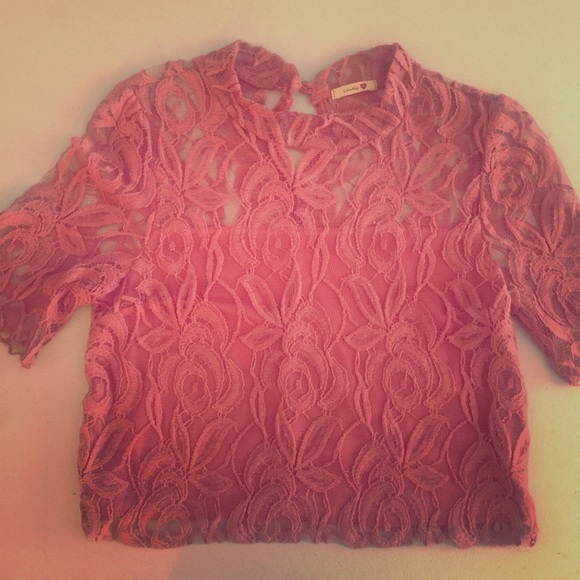 Soft pink laced crop top