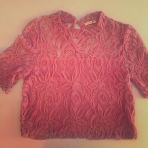 Soft pink laced crop top