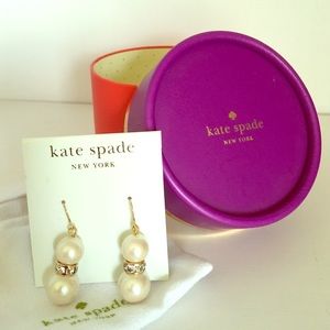 NWT Kate Spade Pearl and Diamond Earrings (Faux)