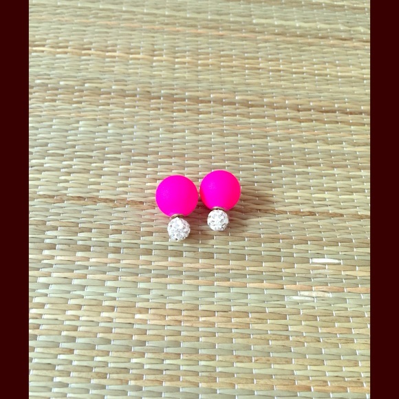 Darling Jewelry - PINK CRYSTAL DOUBLE SIDED EARRINGS