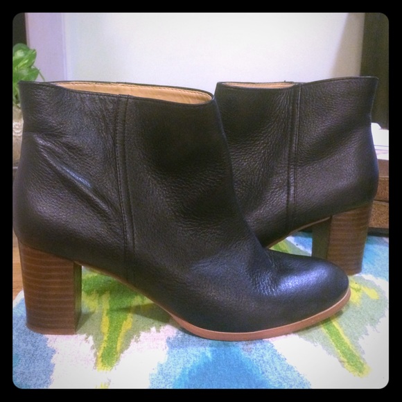 Black leather ankle boots
