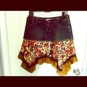 Pinky Jean cowgirl handkerchief skirt w rope belt