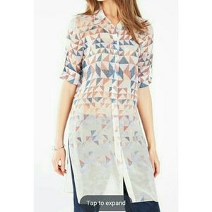 BCBG Max Azria triangle sheer print top