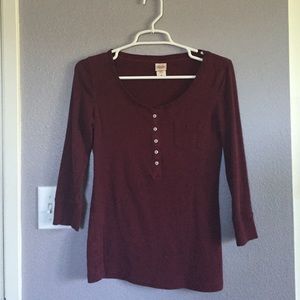Burgundy Henley Tee