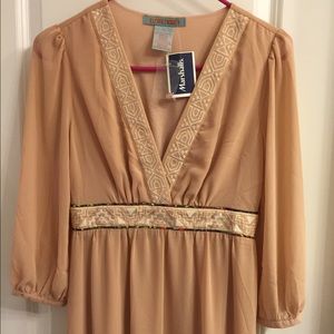 Tan 3/4 sleeve maxi dress