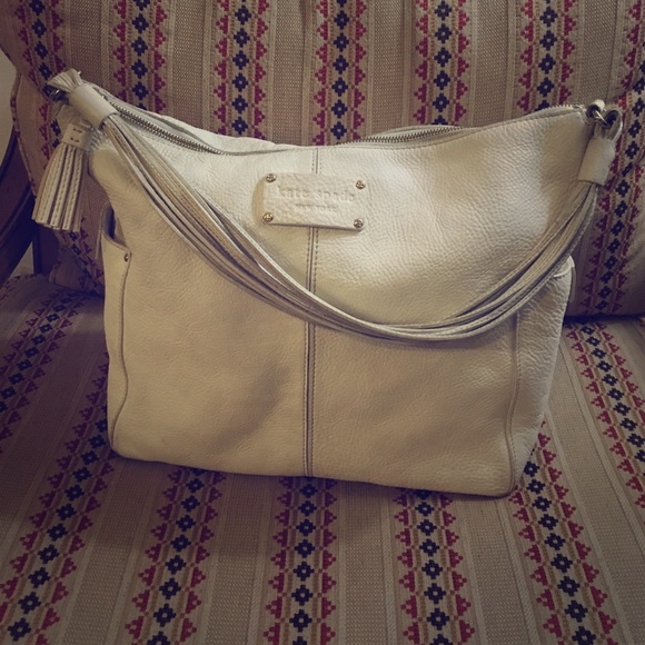 White Kate Spade slouchy tote purse