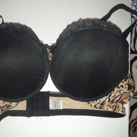 44D black animal print Bra underwire balconette