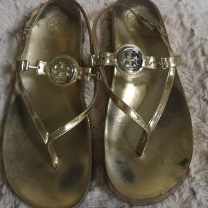 Tory burch gold sandals size 9.5