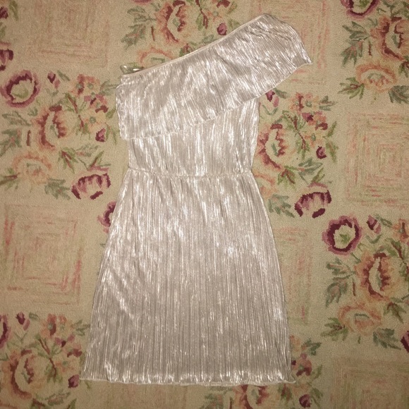 ASOS one Shoulder Silver Shimmer Dress